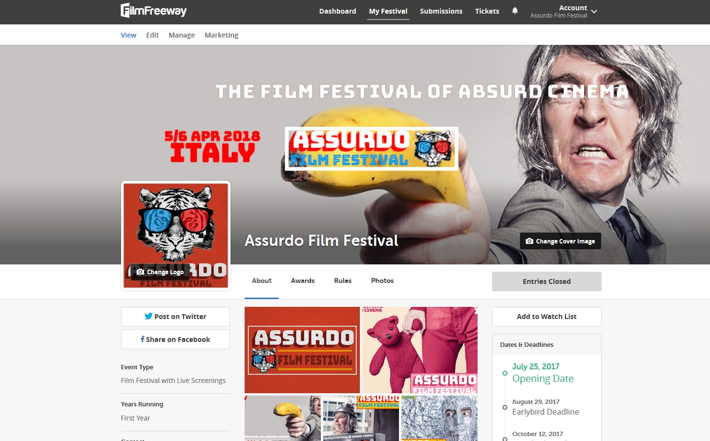 Assurdo Film Festival su Filmfreeway